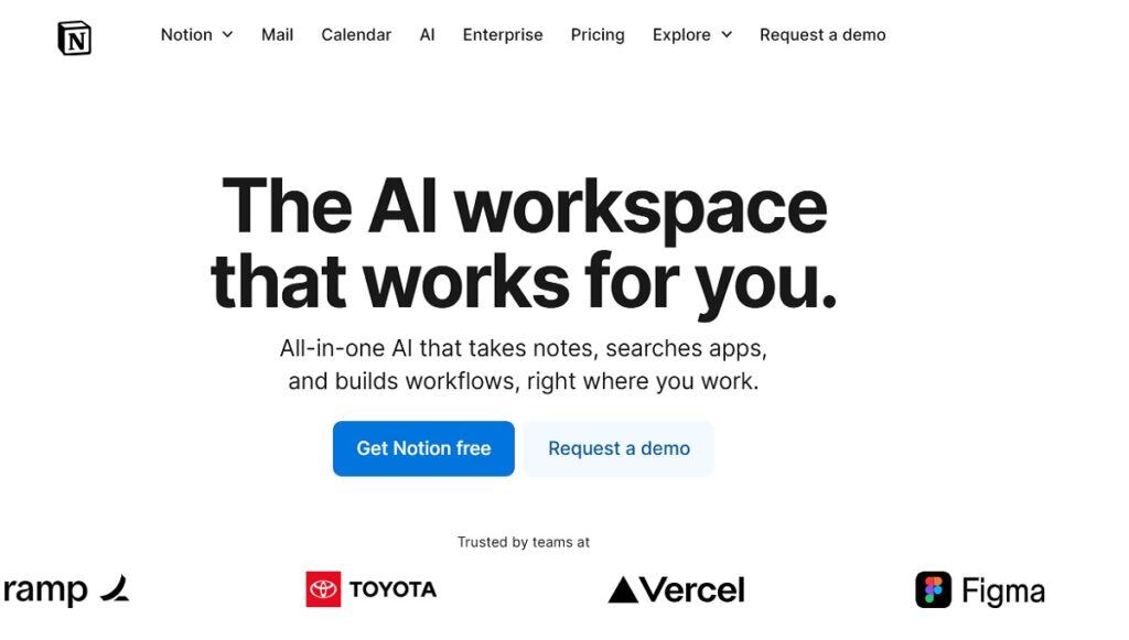 Notion AI integrated within a Notion workspace for seamless writing