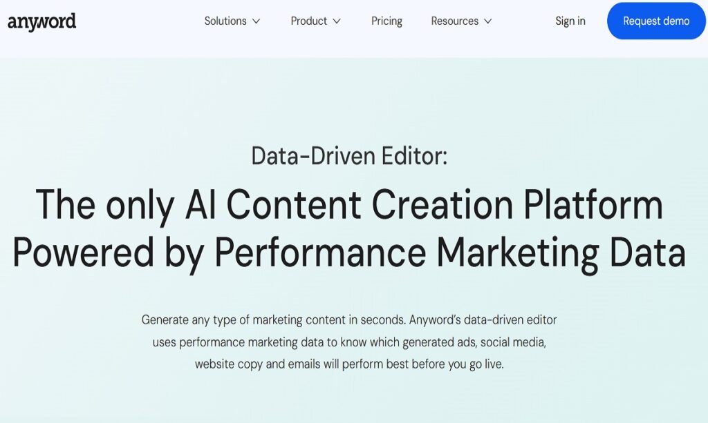 Anyword’s predictive performance score for ad copy
